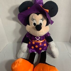 Disney Minnie Mouse Purple and Orange Plush Halloween Witch Character